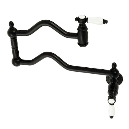 Kingston Brass KS2100BPL Bel Air Wall Mount Pot Filler, Matte Black KS2100BPL